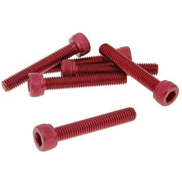 hexagon socket screw set - anodized aluminum red - 6 pcs - M5x30 - styling VC21274