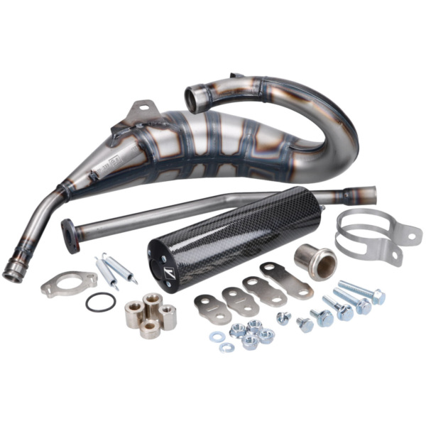 exhaust Yasuni Cross Carbon look for Aprilia RX, SX, Derbi R, SM, Gilera RCR, SMT 50cc 2-stroke EBE, EBS, D50B0 engine YA230TC