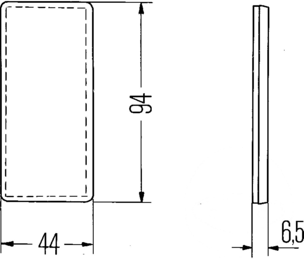 Rückstrahler,gelb, eckig 94x44 selbstklebend