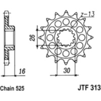 Zahnrad Ritzel 16Z Teilung 525 JTF31316