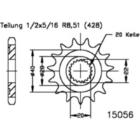 Zahnrad Ritzel 14Z Teilung 428 501505614