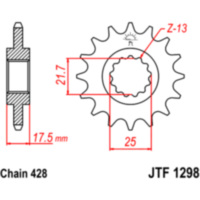 Front sprocket 13t pitch 428 JTF129817