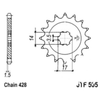 Zahnrad Ritzel 14Z Teilung 428 JTF50514