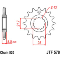 Zahnrad Ritzel 16Z Teilung 520 JTF57816