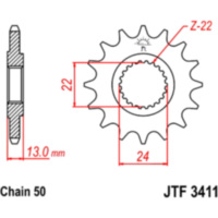 Zahnrad Ritzel 16Z Teilung 530 JTF341116