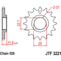 Front sprocket 11t pitch 520