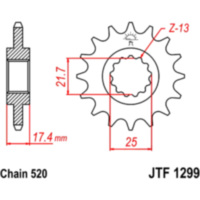 Zahnrad Ritzel 14Z Teilung 520 JTF129914