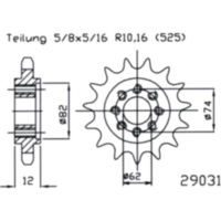 Zahnrad Ritzel 22Z Teilung 525