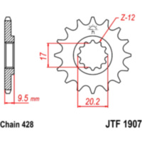 Front sprocket 14tooth pitch 428 JTF190714