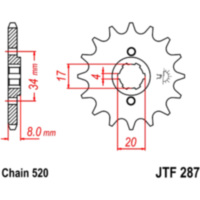 Zahnrad Ritzel 14Z Teilung 520 JTF28714