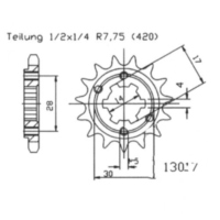 Zahnrad Ritzel 13Z Teilung 420 501301713