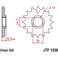 Zahnrad Ritzel 14Z Teilung 520 JTF153914