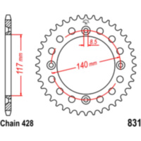 Rear sprocket 36 tooth 428 silver