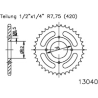 Rear sprocket 37 tooth pitch 420 501304037