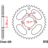 Rear sprocket 38 tooth pitch 428 black