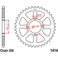 Rear sprocket 43 tooth pitch 520 JTR141443