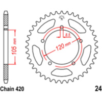 Rear sprocket 51 tooth pitch 420 JTR2451