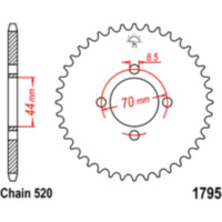 Rear sprocket 22 tooth pitch 520