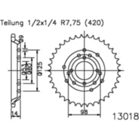 Kettenblatt Kettenrad 48Z Teilung 420 schwarz