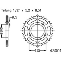 Kettenblatt Kettenrad 46Z Teilung 420 schwarz