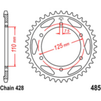 Rear sprocket 46 tooth pitch 428