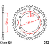 Rear sprocket 40 tooth pitch 525