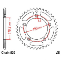 Rear sprocket 43 tooth 520 black