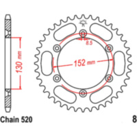 Rear sprocket 51 tooth 520 black