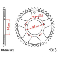 Rear sprocket 42 tooth 525 silver JTR131342