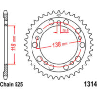 Rear sprocket 39 tooth 525 pitch si