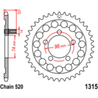 Rear sprocket 40 tooth 520 silver JTR131540