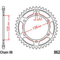 Rear sprocket 38 tooth pitch 530 JTR86238