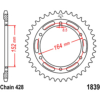 Rear sprocket 55 tooth pitch 428 JTR183955