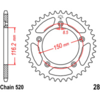 Rear sprocket 42 tooth pitch 520 JTR2842