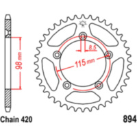 Rear sprocket 46 tooth pitch 420 JTR89446