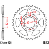 Rear sprocket 52 tooth pitch 428 JTR184252