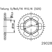 Rear sprocket 45 tooth pitch 525 502902845