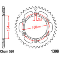 Rear sprocket 45 tooth pitch 520 JTR130845