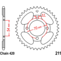 Rear sprocket 38 tooth pitch 420 sil