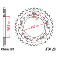 Rear sprocket aluminium 42tooth pitch 520 silver