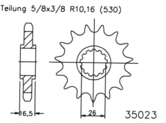 M-Front sprocket 530T 16TCBR/VTR SP1 2000