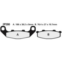 NISSIN Street Semi-Metallic Brake pads - 2P-280NS for Kawasaki GPX250, GPZ400, GPZ500 Suzuki GSX1100, RGV250