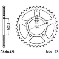 B1 Standard Stahlritzel hinten - 420 für Aprilia RS50