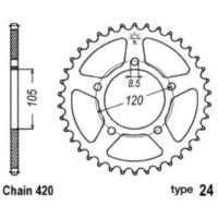 B1 Steel Standard Rear Sprocket - 420 for Aprilia RX50 Yamaha DT50R