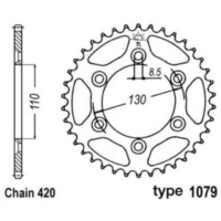B1 Steel Standard Rear Sprocket - 420 for CPI SUPERMOTARD50, SUPERMOTO50