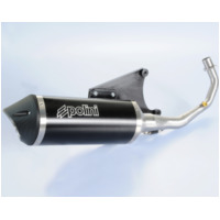 POLINI Maxi-Scooter komplette Auspuffanlage - Aluminium schwarz Vespa für VESPALX, VESPAPRIMAVERA Piaggio FLY125