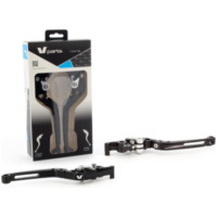 V-PARTS Hebel klappbar 177mm CNC-gefräst schwarz/Aluminium-Verschraubungen mit Adaptern paarweise für: Yamaha für FZS1000, YZF-R1, YZF-R6