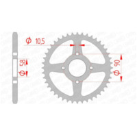 AFAM Steel Standard Rear Sprocket 10221 - 520 for Honda CA125, REBEL250, VT125C KTM 125DUKE, 200DUKE
