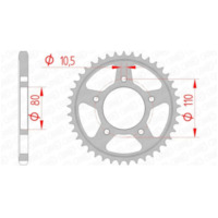 AFAM Steel Standard Rear Sprocket 10504 - 525 for Honda CB450, REBEL450, VT600CSHADOW 10504-44