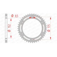 AFAM Steel Standard Rear Sprocket 12301 - 520 for Yamaha DT200, TT-R250 12301-44